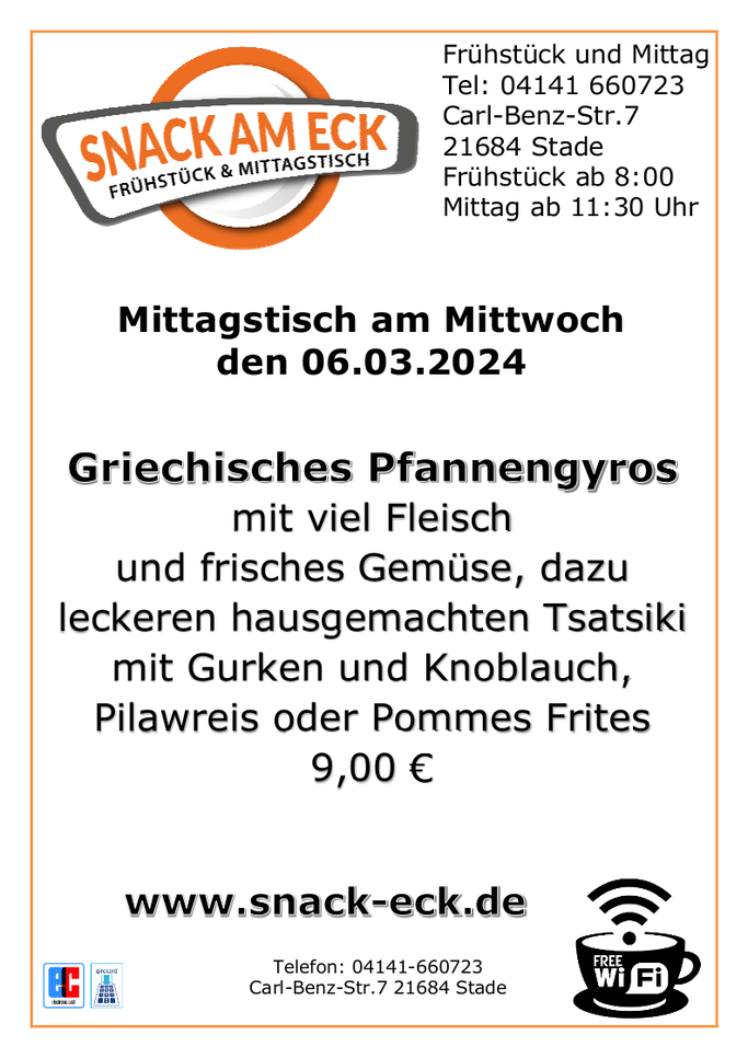 Mittagstisch am Mittwoch den 06.03.2024