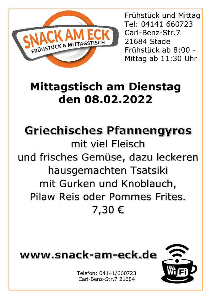 Mittagstisch am Dienstag den 08.02.2022: 