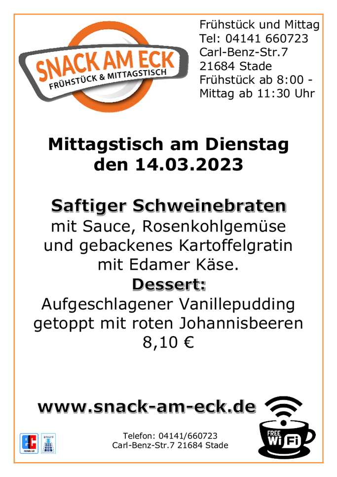 Mittagstisch am Dienstag den 14.03.2023