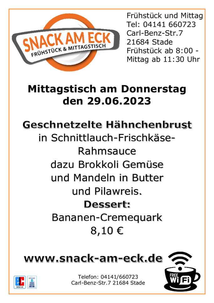 Mittagstisch am Donnerstag den 29.06.2023
