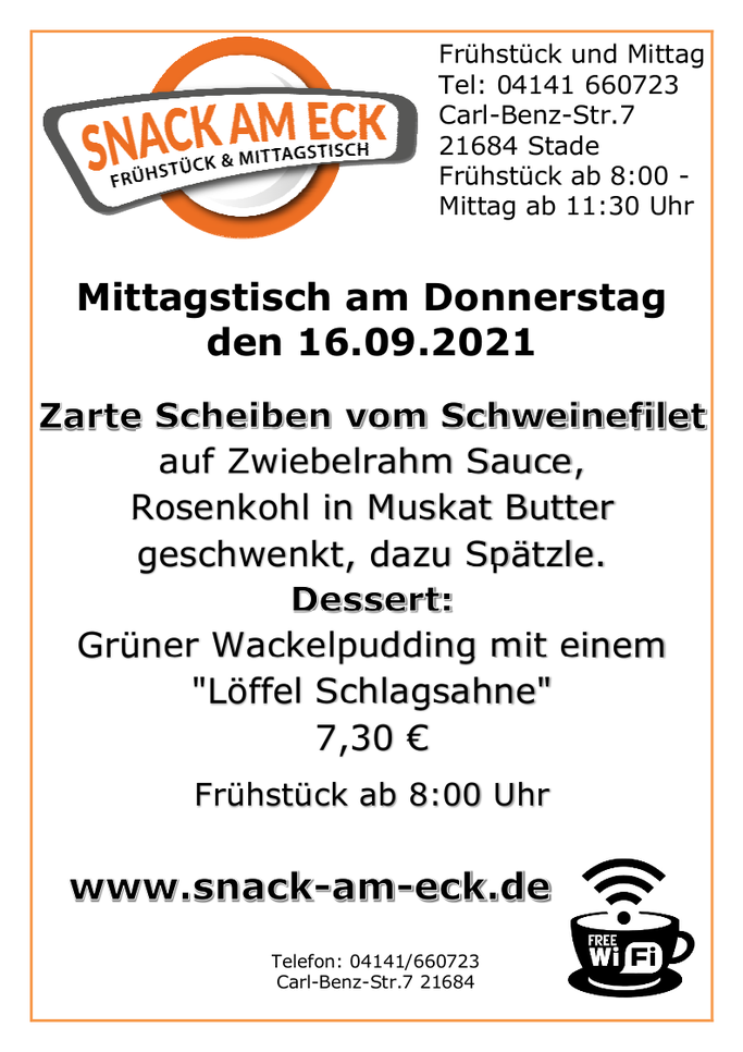 Mittagstisch am Donnerstag den 16.09.2021: 