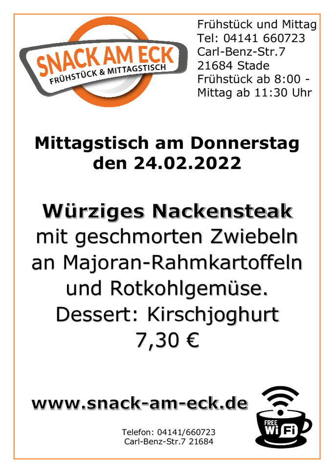 Mittagstisch am Donnerstag den 24.02.2022