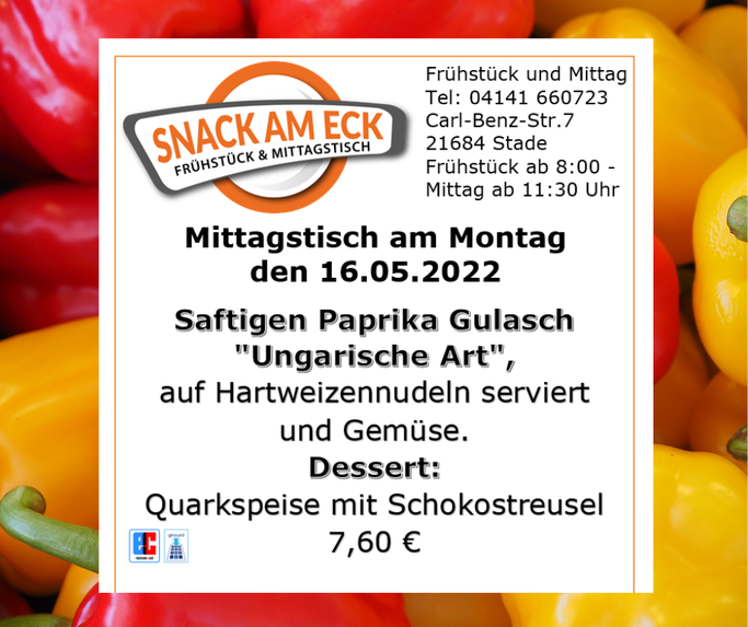 Mittagstisch am Montag den 16.05.2022