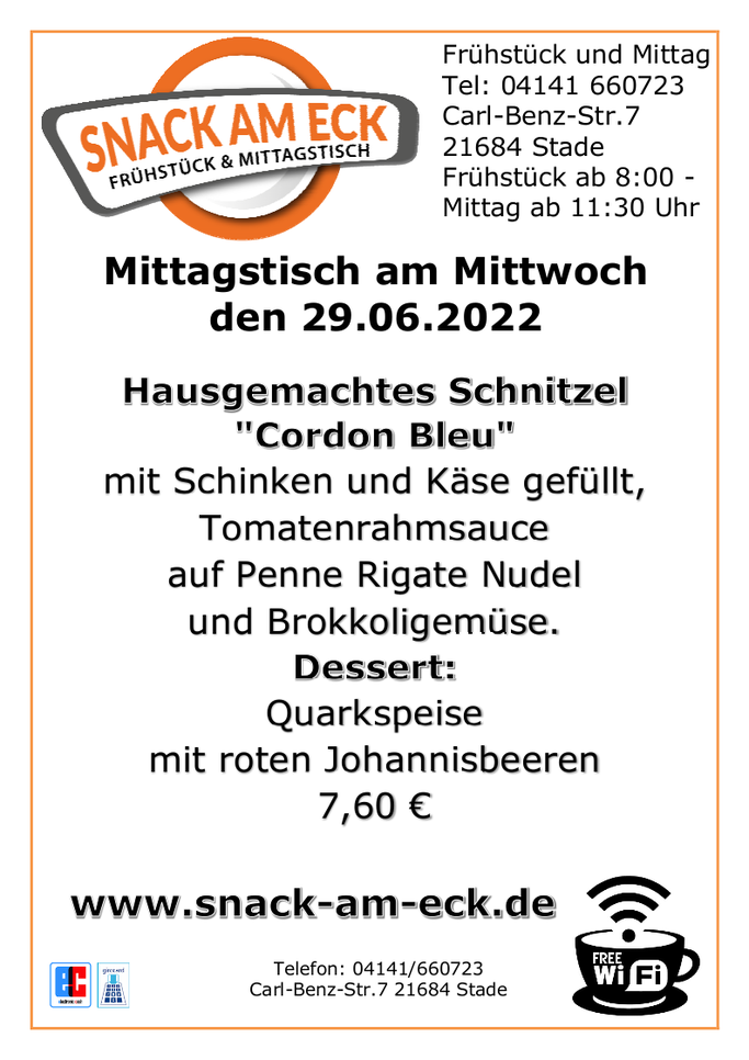 Mittagstisch am Mittwoch den 29.06.2022