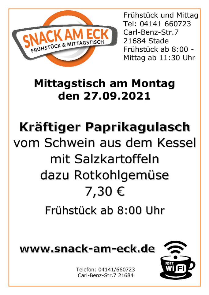 Mittagstisch am Montag den 27.09.2021: 