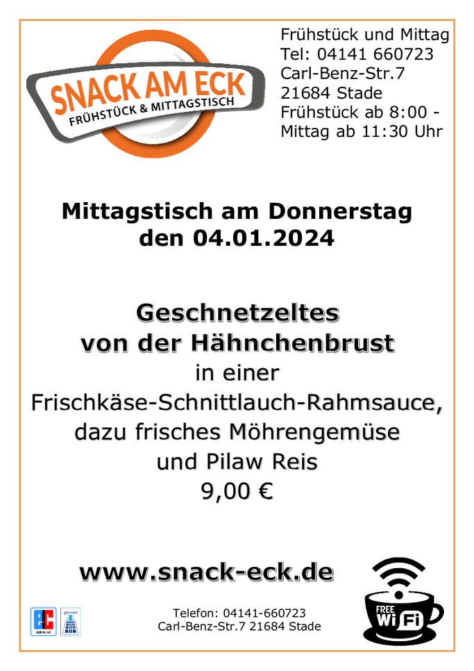 Mittagstisch am Donnerstag den 04.01.2024
