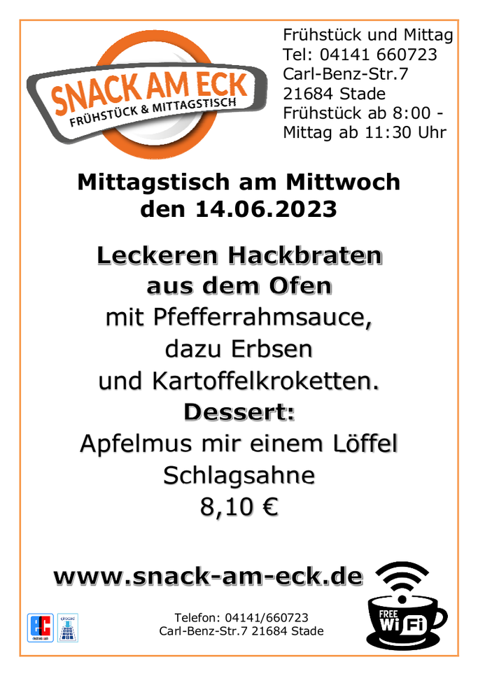 Mittagstisch am Mittwoch den 14.06.2023
