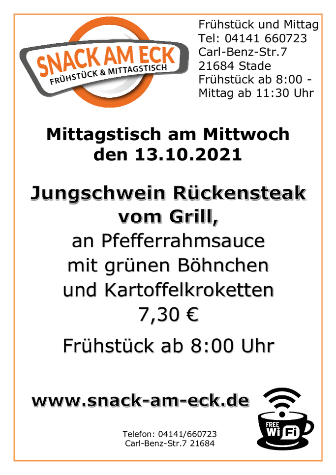 Mittagstisch am Mittwoch den 13.10.2021: 