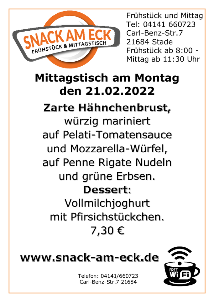 Mittagstisch am Montag den 21.02.2022: 