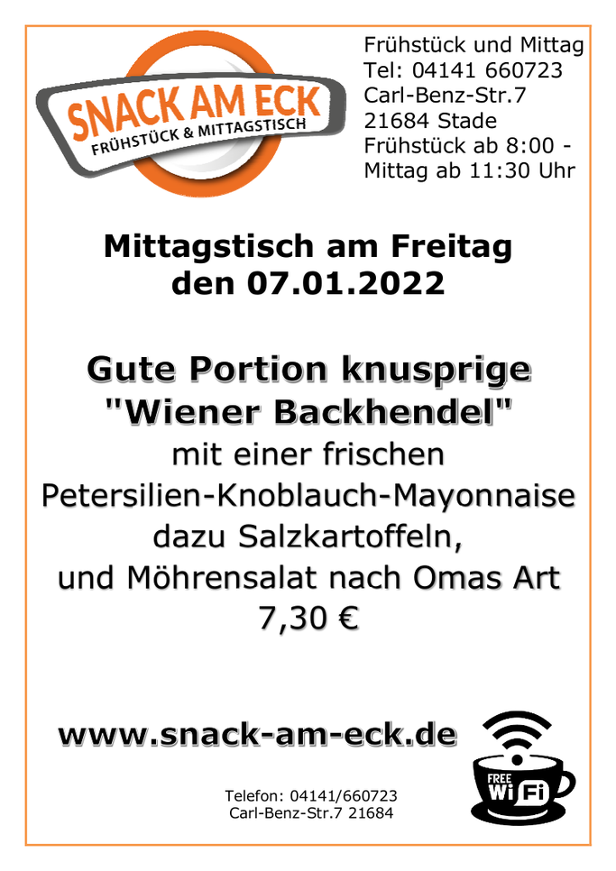 Mittagstisch am Freitag den 07.01,2022: 