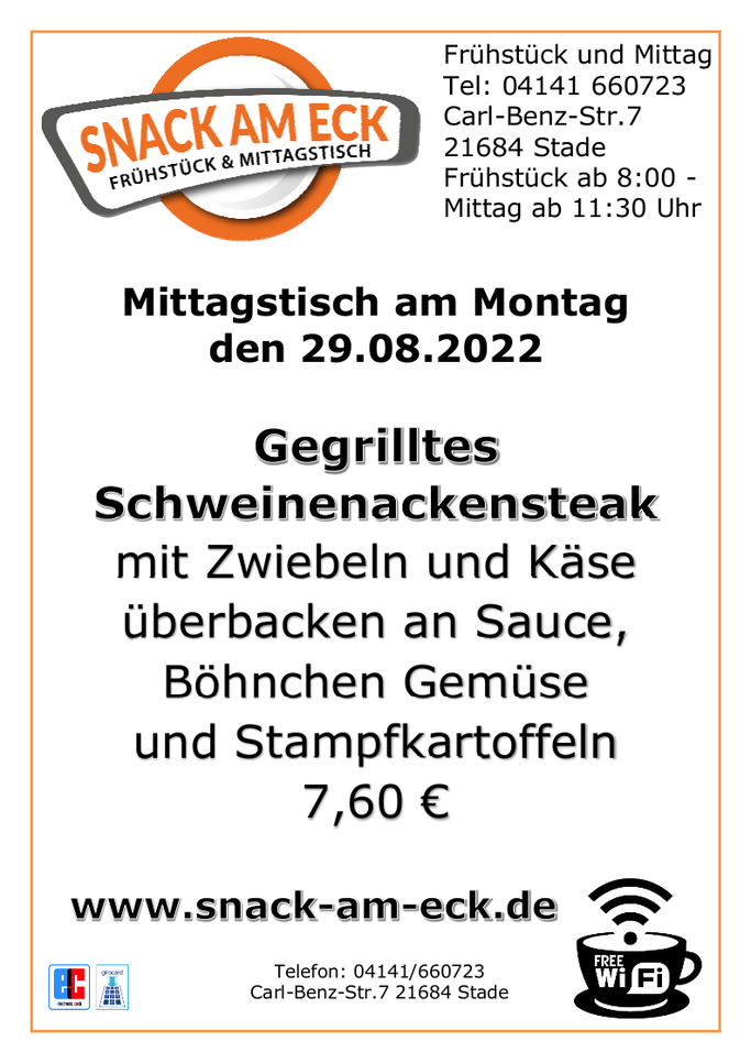 Mittagstisch am Montag den 29.08.2022