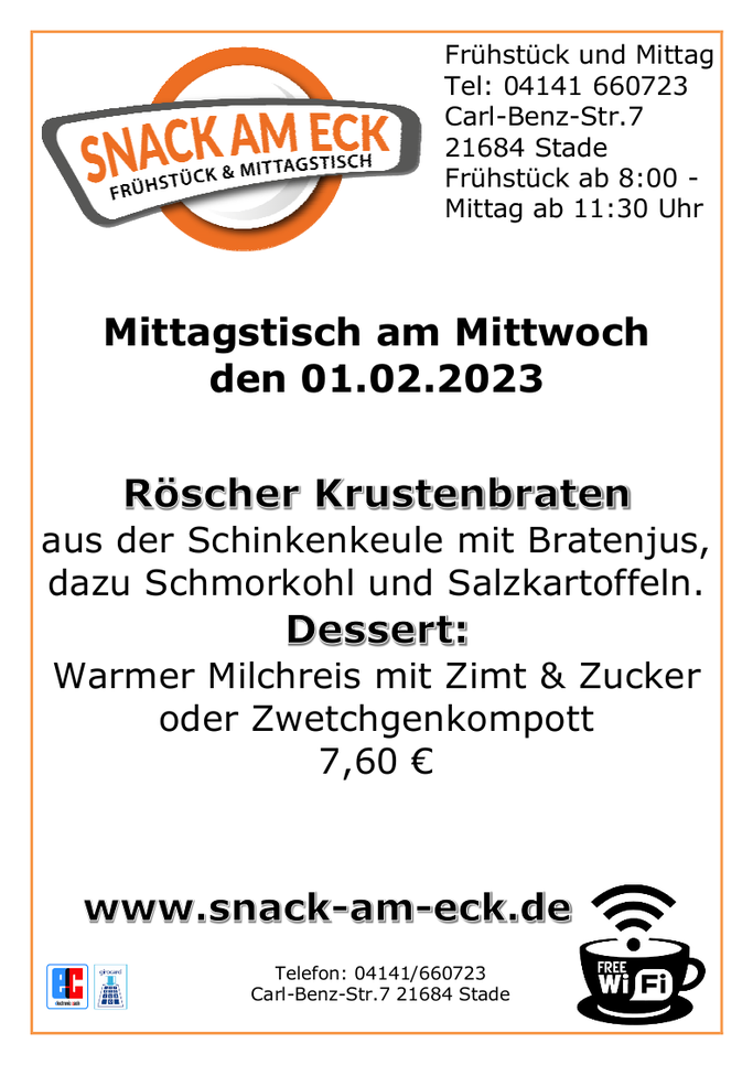 Mittagstisch am Mittwoch den 01.02.2023