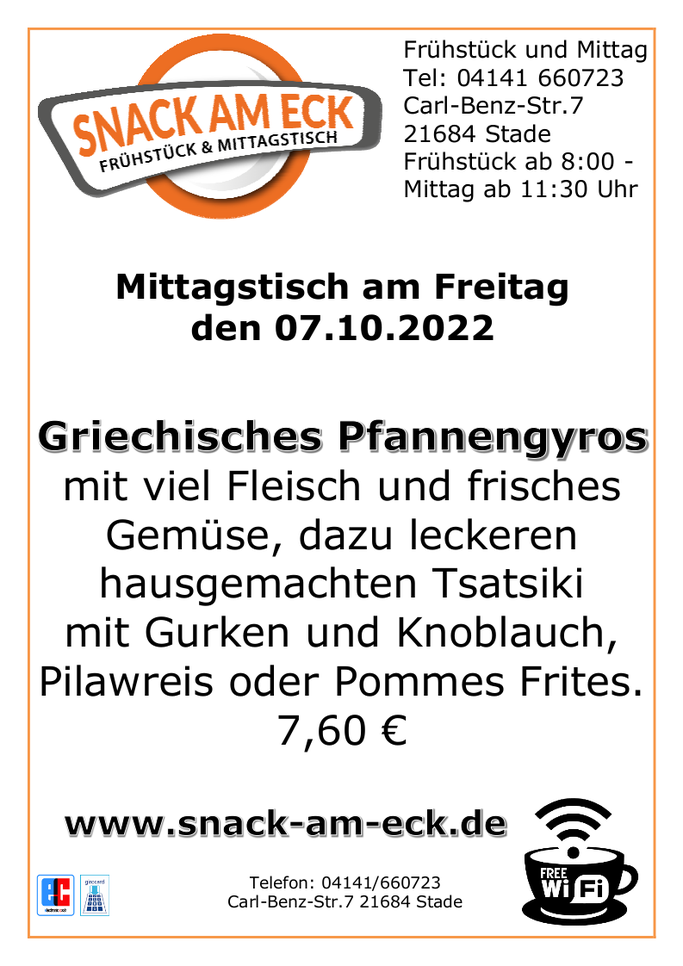 Mittagstisch am Freitag den 07.10.2022