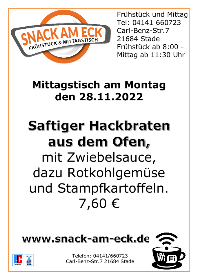 Mittagstisch am Montag den 28.11.2022