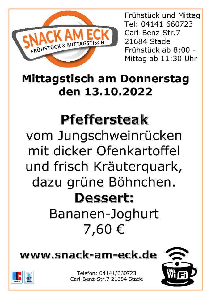 Mittagstisch am Donnerstag den 13.10.2022