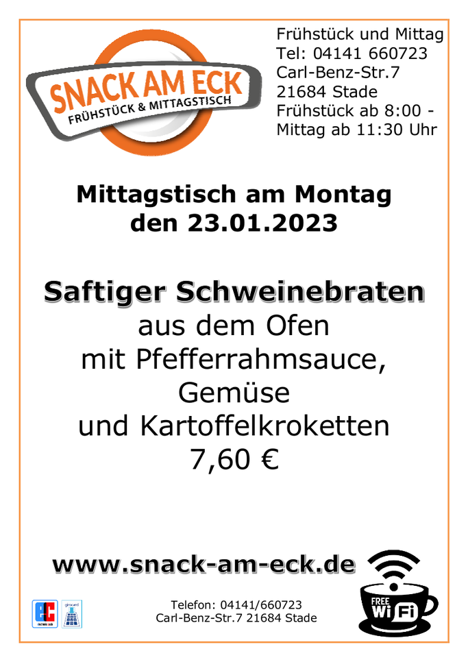 Mittagstisch am Montag den 23.01.2023