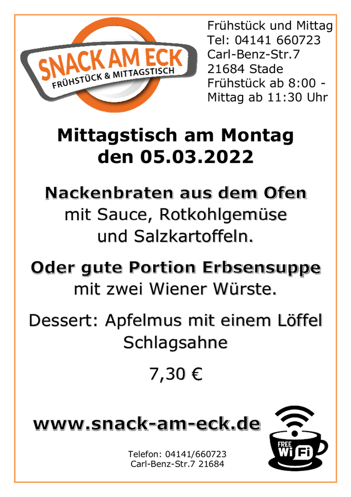 Mittagstisch am Montag den 07.03.2022