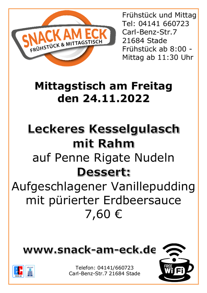 Mittagstisch am Freitag den 25.11.2022