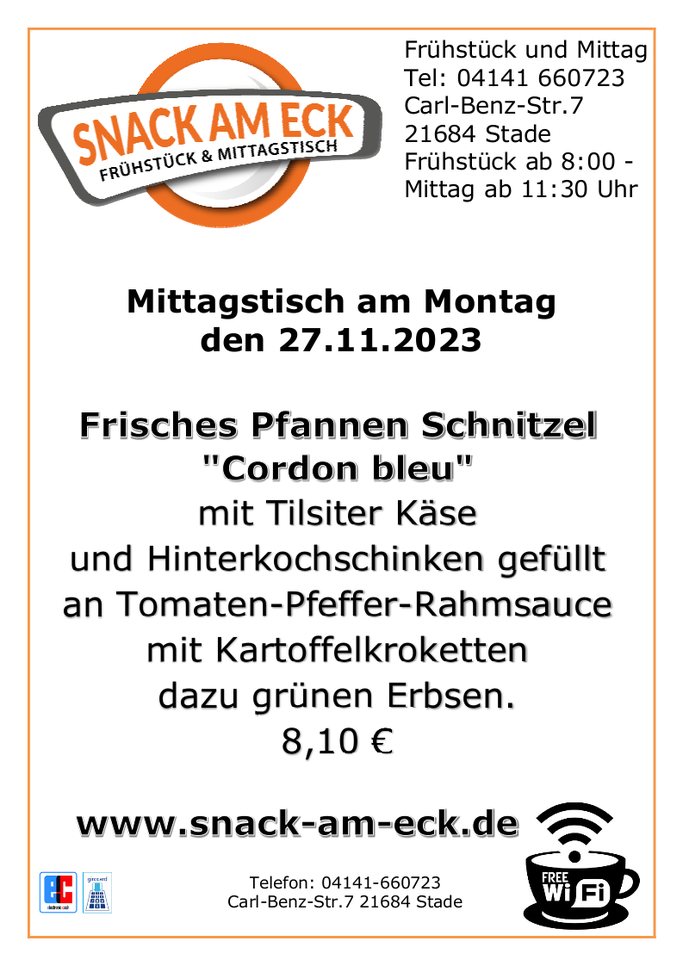 Mittagstisch am Montag den 27.11.2023