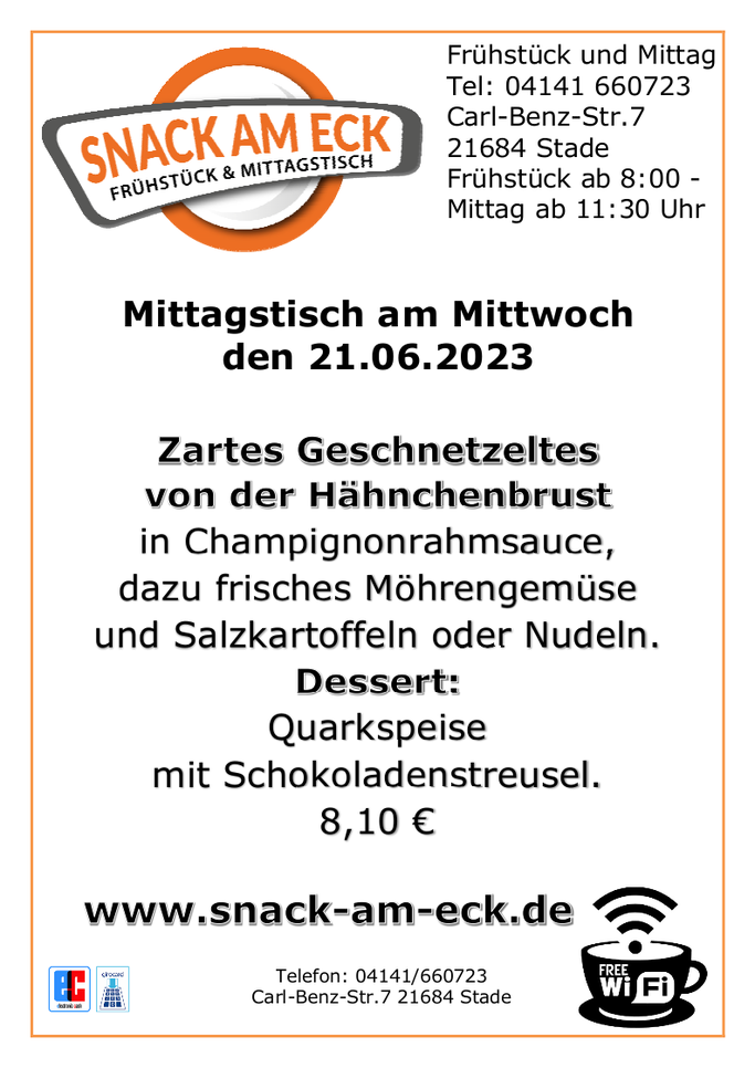 Mittagstisch am Mittwoch den  20.06.2023