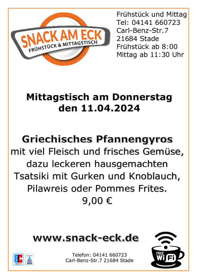 Mittagstisch am Donnerstag den 11.04.2024