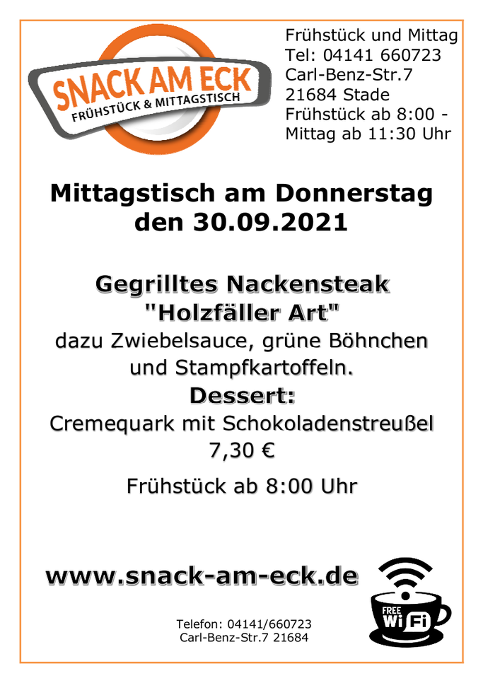 Mittagstisch am Donnerstag den 30.09.2021: 