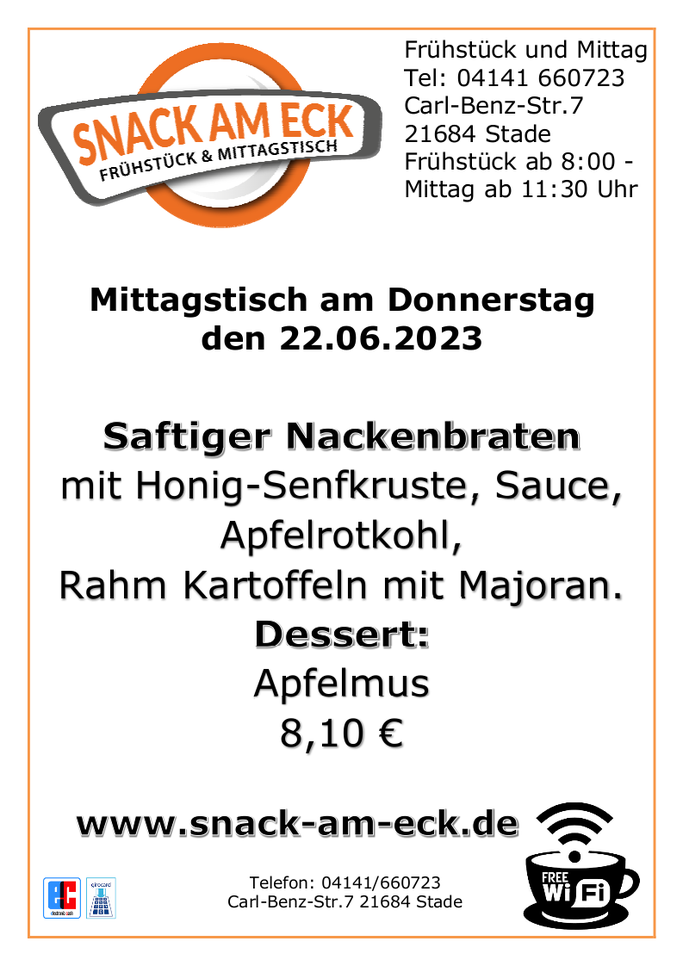 Mittagstisch am Donnerstag den 22.06.2023