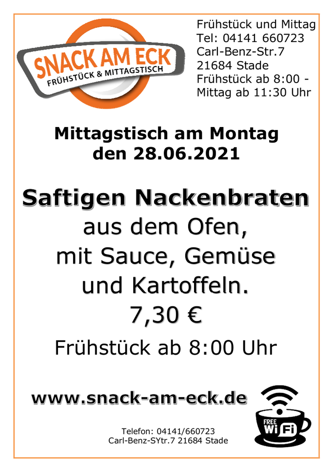 Mittagstisch am Montag den 28.06.2021: 