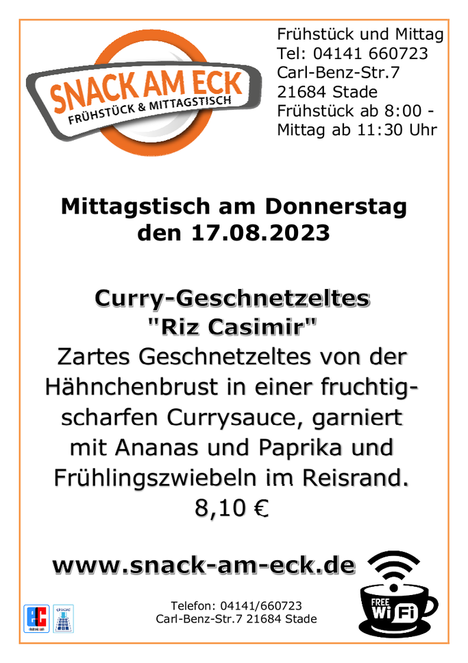 Mittagstisch am Donnerstag den 17.08.20232
