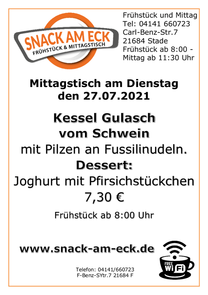 Mittagstisch am Dienstag den 27.07.2021: 