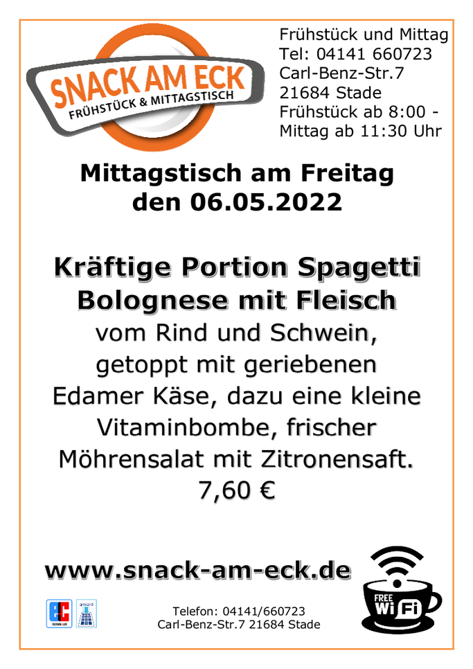 Mittagstisch am Freitag den 06.05.2022: