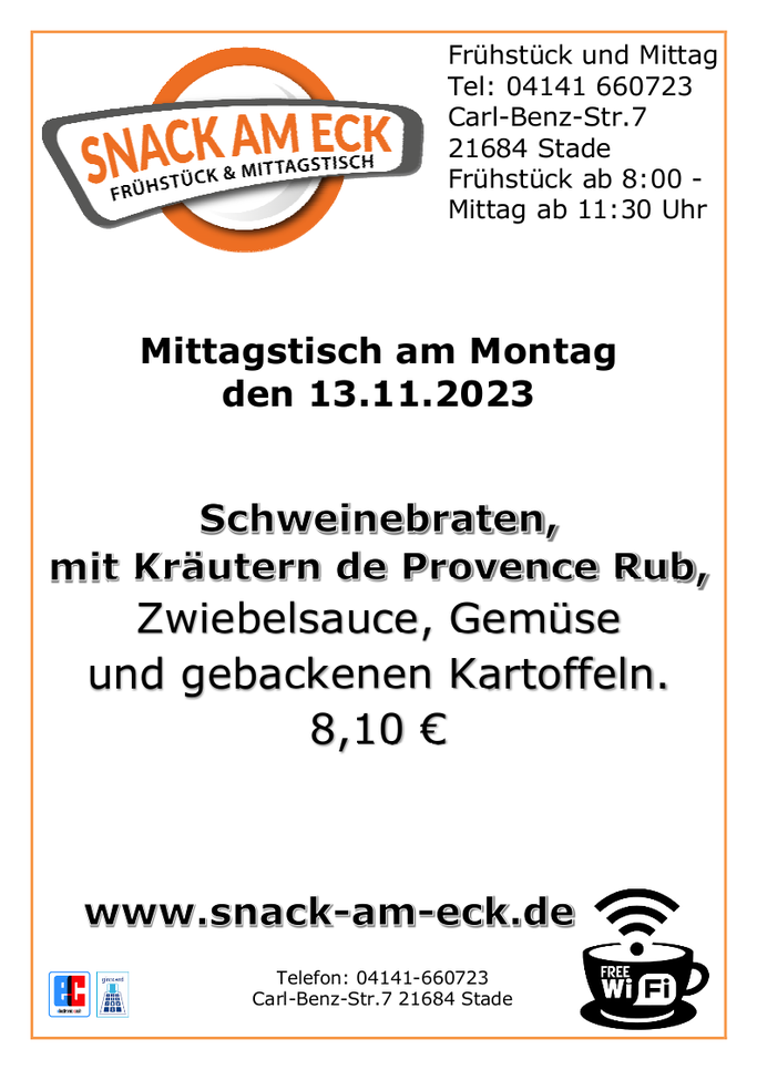 Mittagstisch am Montag den 13.11.2023