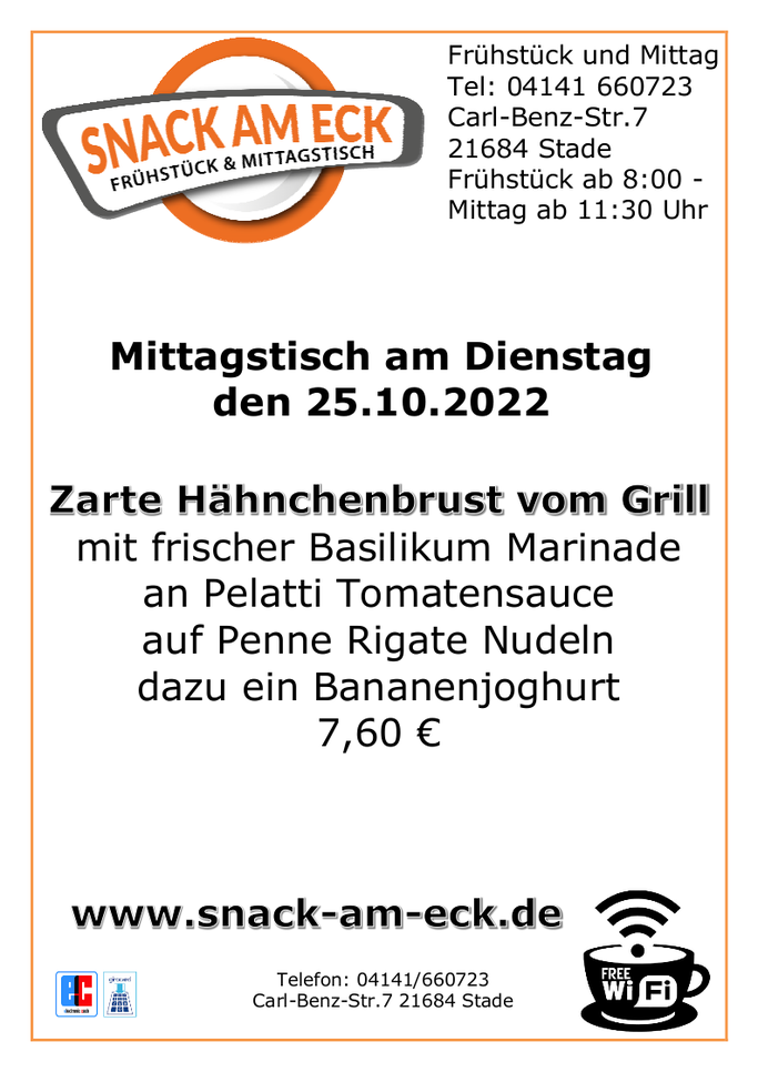 Mittagstisch am Dienstag den 25.10.2022