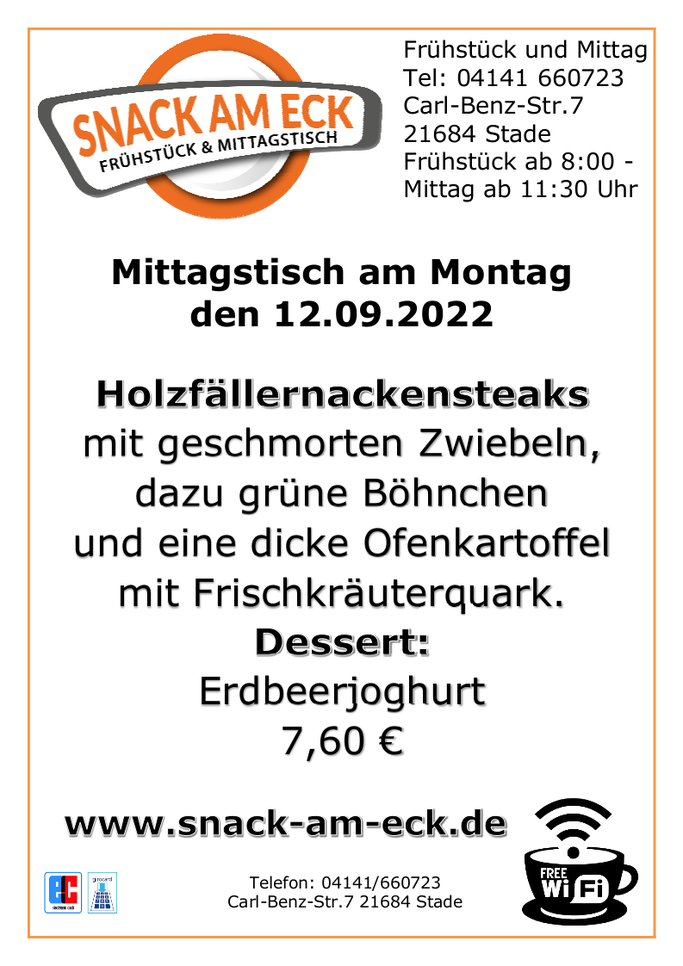 Mittagstisch am Montag den 12.09.2022