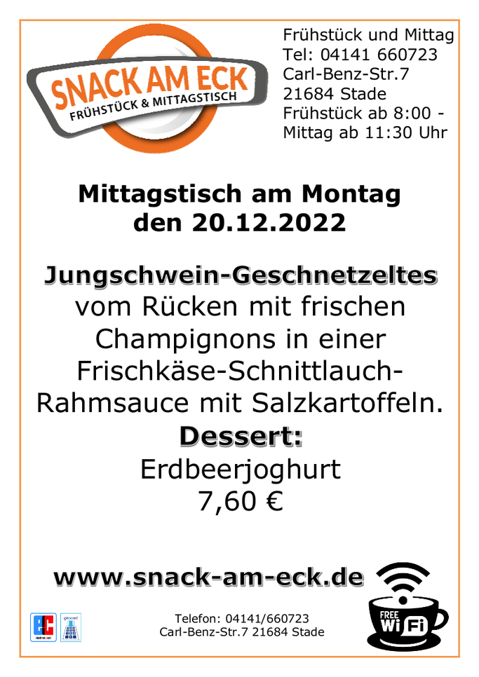 Mittagstisch am Dienstag den 20.12.20232