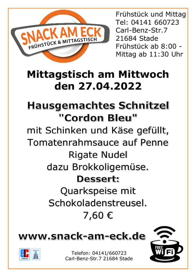 Mittagstisch am Mittwoch den 27.04.2022: 