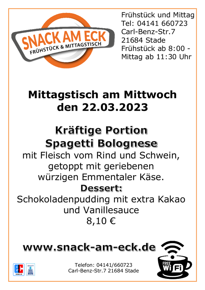Mittagstisch am Mittwoch den 22.03.2023