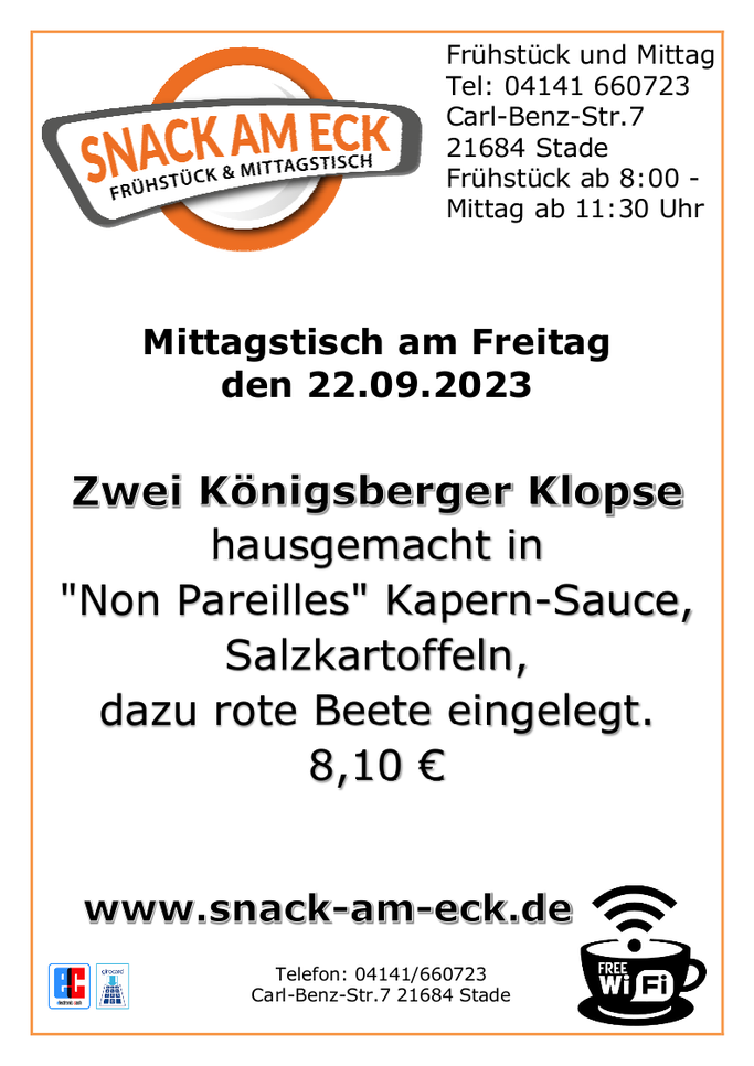 Mittagstisch am Freitag den 22.9.2023