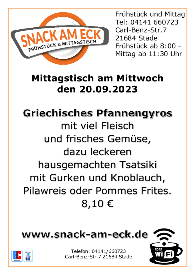 Mittagstisch am Donnerstag den 21.09.2023