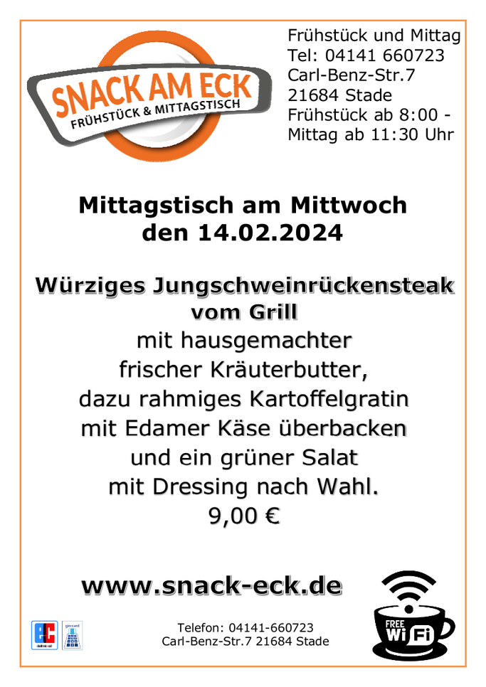 Mittagstisch am Mittwoch den 14.02.2024