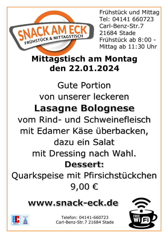 Mittagstisch am Montag den 22.01.2024