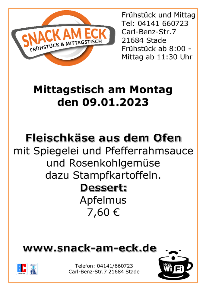 Mittagstisch am Montag den 09.01.2023