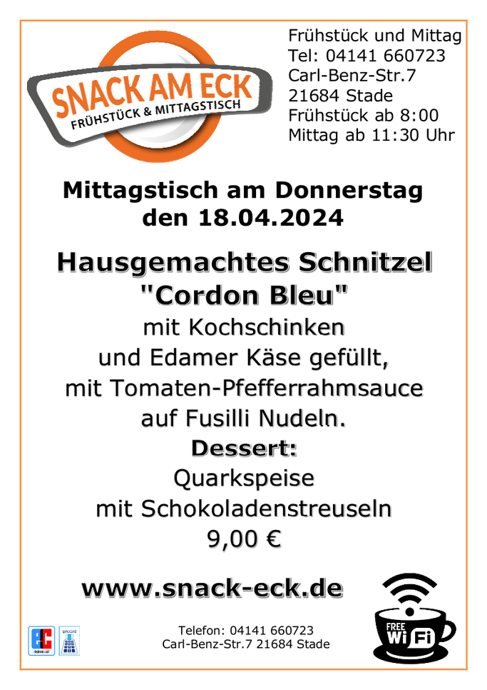 Mittagstisch am Donnerstag den 18.045.2024