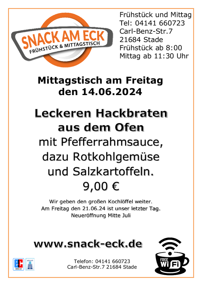 Mittagstisch am Freitag den 14.06.2024