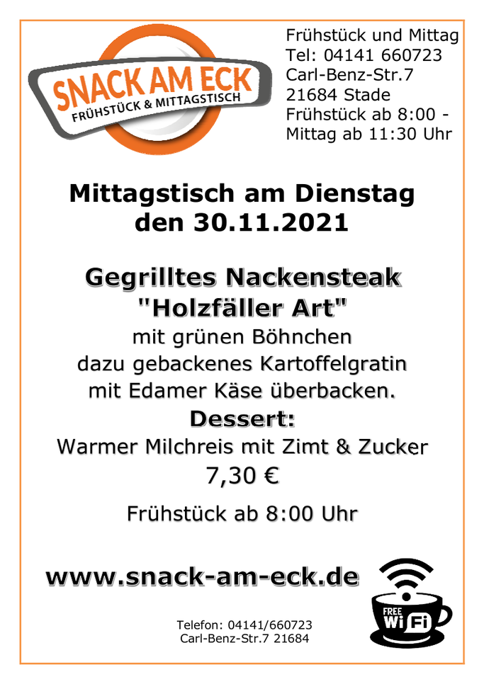 Mittagstisch am Dienstag den 30.11.2021
