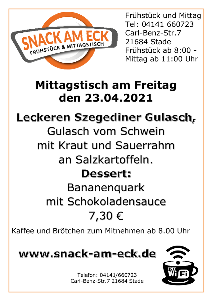 Mittagstisch am Freitag den 23.04.2021: 