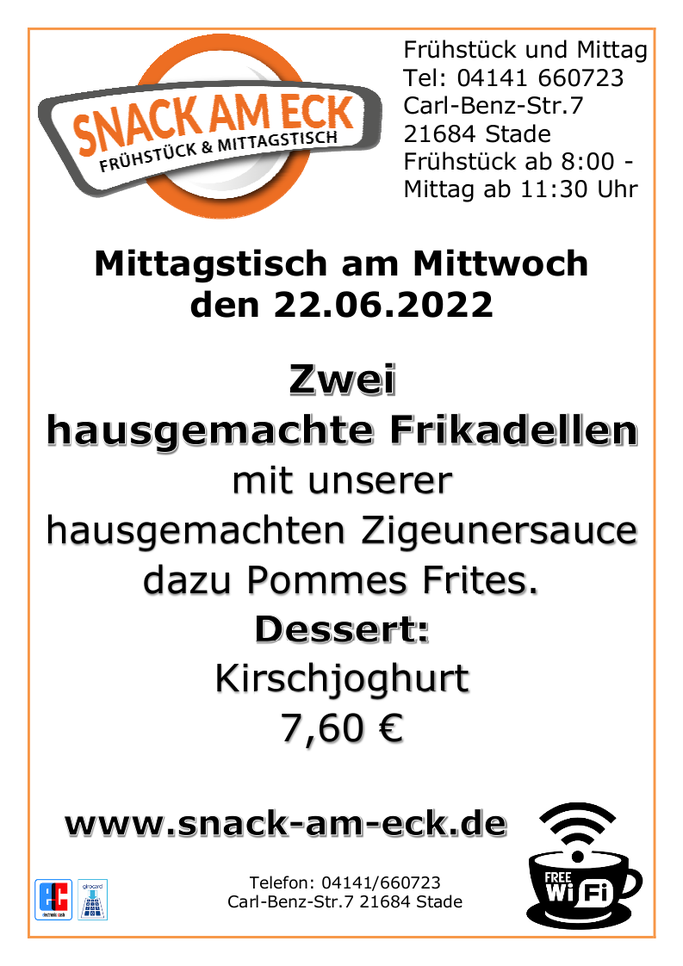 Mittagstisch am Mittwoch den 22.-06.2022