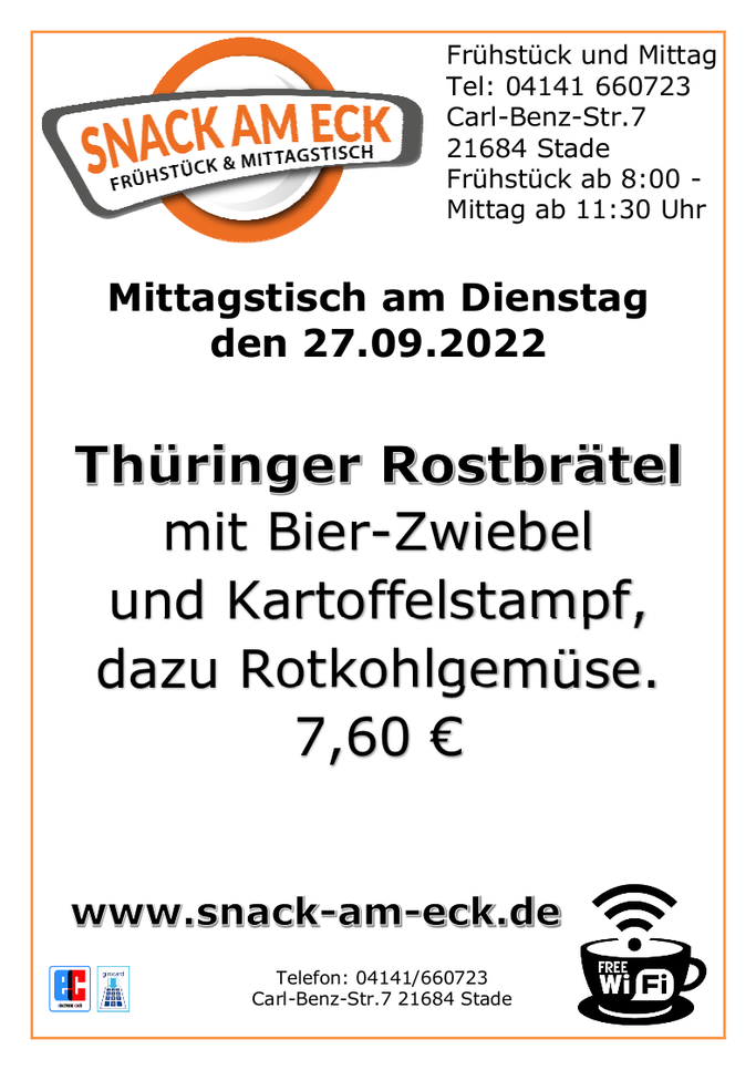 Mittagstisch am Dienstag den 27.09.2022