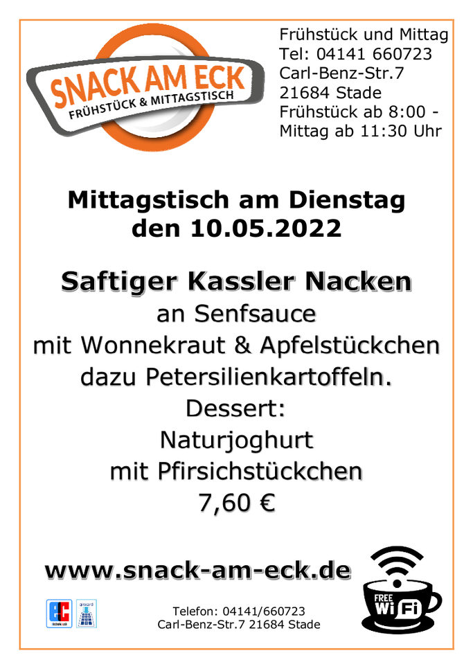 Mittagstisch am Dienstag den 10.05.2022