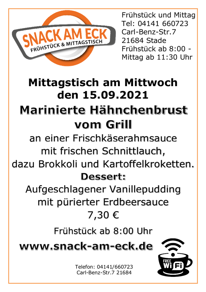 Mittagstisch am Mittwoch den 15.09.2021